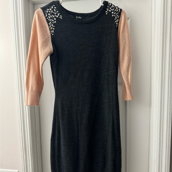 Charcoal grey and Pink Embellished sweater Dress - Picture 1 of 2